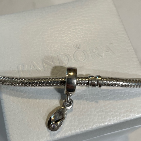 Authentic Pandora flip flop sandal dangle charm sterling silver and cz - Picture 6 of 6
